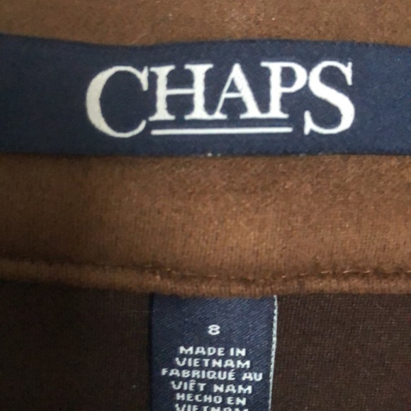🤎Chaps Denim Brown Suede Mini Skirt Buttons Spring Fall Size 8 Large Medium🤎 - Picture 8 of 9